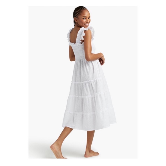 New! HILL HOUSE HOME Ellie Nap Midi Smocked Dress in White Swiss Dot - Picture 6 of 12